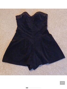 Betsey Johnson Black Strapless Velvet Romper